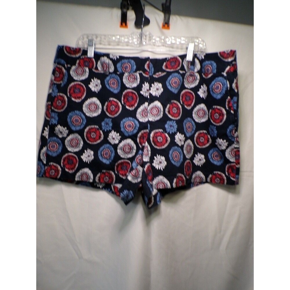 LOFT Women's Floral Print Chino Shorts Navy Red Blue Size 16 Regular